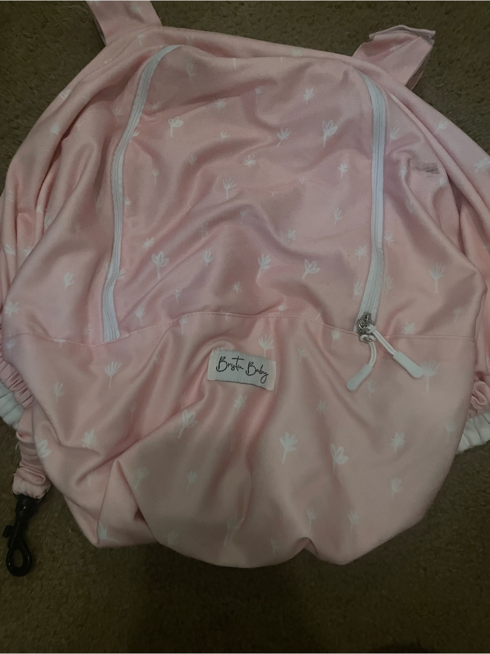 Blush Pink Floral Backpack with White Accents